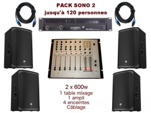 Comprenant 1 Table De Mixage, 1 Ampli, 4 Enceintes X 300 W, Câblage. Montpellier, Lodeve, Gignac, Millau, Béziers. Livraison et installation sur demande.