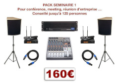 Location matériel pour conférence à Montpellier et environs. Vidéo-projecteurs, sonorisation, micro HF. Console de mixage 2 micros H-F et 2 entrées ligne stéréo.