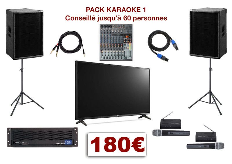 Location Pack Karaoké avec téléviseur grand écran, micros, mixage, sonorisation avec livraison et installation.