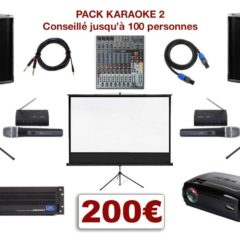 Location Pack Karaoké avec vidéo-projecteur, écran, micros, mixage, sonorisation avec livraison et installation.