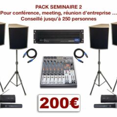 Location matériel pour conférence à Montpellier et environs. Vidéo-projecteurs, sonorisation, micro HF. Console de mixage 4 micros H-F et 2 entrées ligne stéréo.