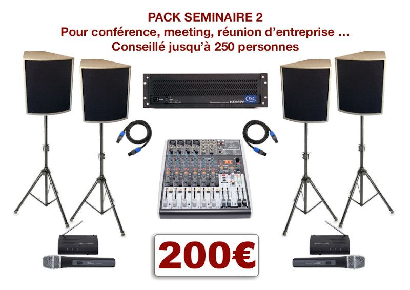 Location matériel pour conférence à Montpellier et environs. Vidéo-projecteurs, sonorisation, micro HF. Console de mixage 4 micros H-F et 2 entrées ligne stéréo.