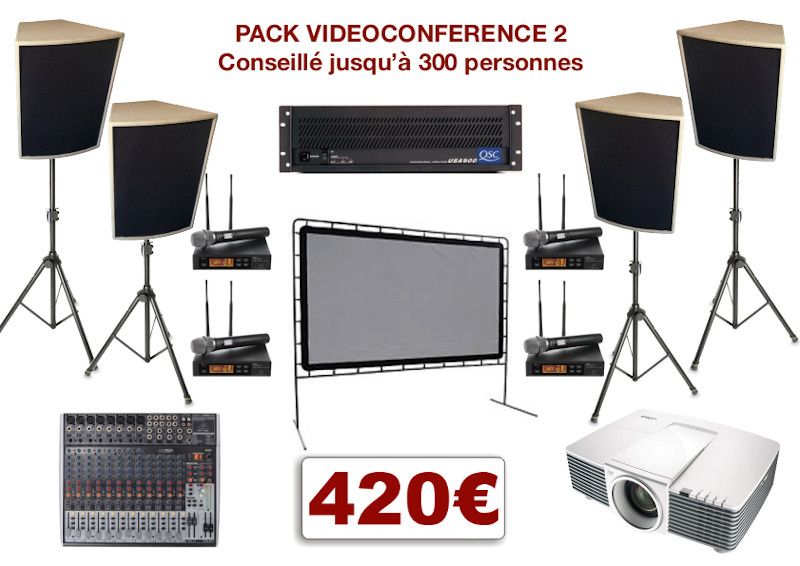 Location matériel pour conférence à Montpellier et environs. Vidéo-projecteurs, sonorisation, micro HF. Console de mixage jusqu'à 4 micros et 2 entrées ligne stéréo.