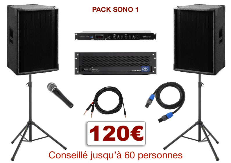 Pack sono + lumière 120 personnes 800W