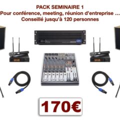 Location matériel pour conférence à Montpellier et environs. Vidéo-projecteurs, sonorisation, micro HF. Console de mixage 2 micros H-F et 2 entrées ligne stéréo.