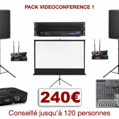 Location matériel pour conférence à Montpellier et environs. Vidéo-projecteurs, sonorisation, micro HF. Console de mixage jusqu'à 4 micros et 2 entrées ligne stéréo.