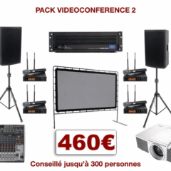 Location matériel pour conférence à Montpellier et environs. Vidéo-projecteur, sonorisation, 4 micro HF. Console de mixage et 4 entrées ligne stéréo.